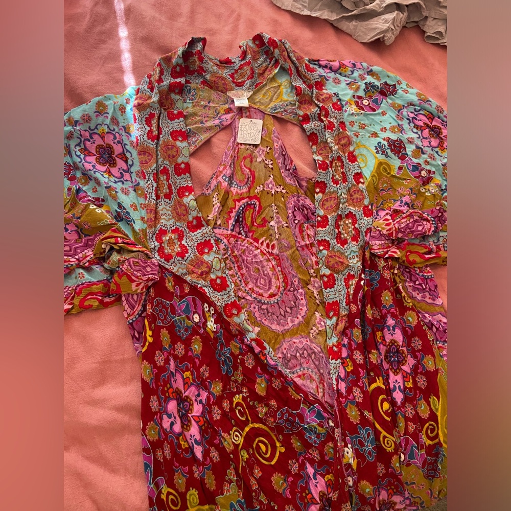 Free People Colorful Paisley Kimono